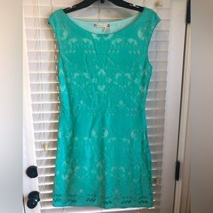 Aqua knit dress by Chelsea and Violet